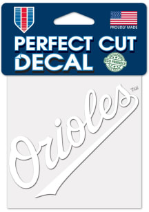 Baltimore Orioles Perfect Cut 4x4 White Auto Decal - Orange