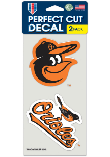Baltimore Orioles Perfect Cut Set of 2 Auto Decal - Orange
