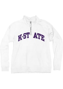 Blue 84 K-State Wildcats Womens White Sanded Fleece Qtr Zip