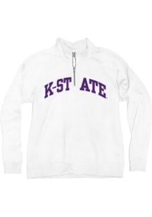 Blue 84 K-State Wildcats Womens White Sanded Fleece Design Qtr Zip
