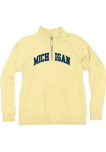 Blue 84 Michigan Wolverines Womens Yellow Sanded Fleece Qtr Zip