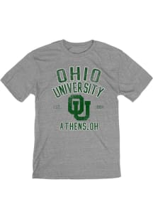 Blue 84 Ohio Bobcats Grey No.1 Graphic Distressed Short Sleeve Fashion T Shirt