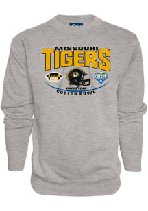 Blue 84 Missouri Tigers Mens Grey 2023 Cotton Bowl Bound Long Sleeve Crew Sweatshirt