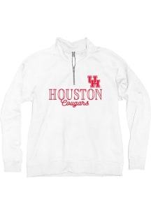 Blue 84 Houston Cougars Womens White Sanded Fleece Qtr Zip