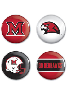 Miami RedHawks 4 Pack Button - Red