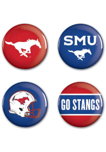 SMU Mustangs 4 Pack Button - Blue