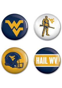 West Virginia Mountaineers 4 Pack Button - Navy Blue