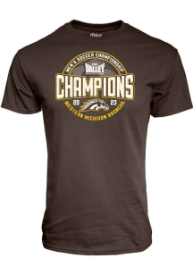 Blue 84 Western Michigan Broncos Brown MVC 2023 Mens Soccer Tournament Champions Short Sleeve T Sh..