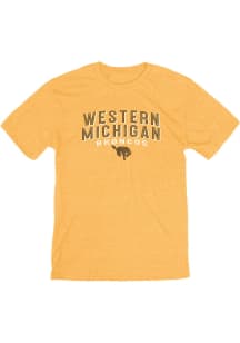 Blue 84 Western Michigan Broncos Gold Hollow Ground Short Sleeve Fashion T Shirt