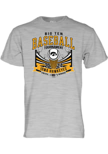 Blue 84 Iowa Hawkeyes Grey 2024 Big Ten Baseball Tournament Short Sleeve T Shirt