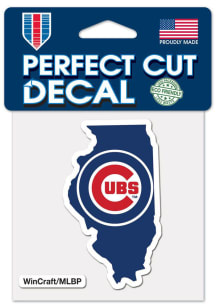 Chicago Cubs 4x4 state shape Auto Decal - Blue