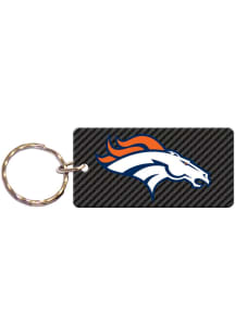 Denver Broncos Carbon Rectangle Keychain - Orange