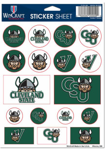 Cleveland State Vikings Sheet of Team Logo Stickers - Green