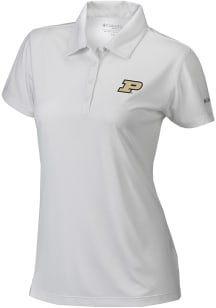 Columbia Purdue Boilermakers Womens White Heat Seal Birdie Short Sleeve Polo Shirt