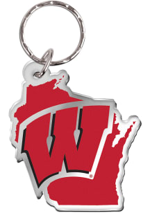Wisconsin Badgers State Shape Keychain