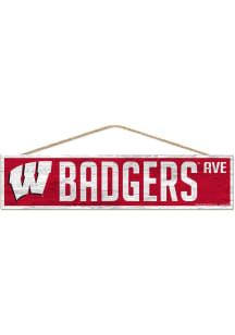 Wisconsin Badgers 4x17 Ave Sign - Red