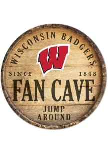 Wisconsin Badgers 14 inch Round Cave Sign - Red