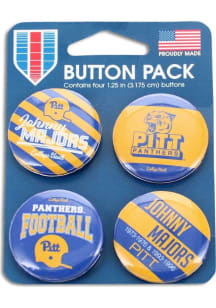Pitt Panthers Johnny Majors 4pk Button - Blue