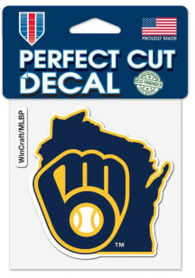 Milwaukee Brewers 4x4 State Shape Auto Decal - Blue