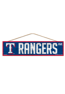 Texas Rangers 4x17 Avenue Wood Sign - Blue