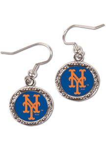 New York Mets Hammered Dangler Womens Earrings