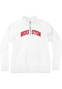 Blue 84 Houston Cougars Womens White Sanded Fleece Design Qtr Zip