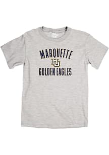 Blue 84 Marquette Golden Eagles Grey Number One Graphic Distressed Tamarac Short Sleeve T Shirt