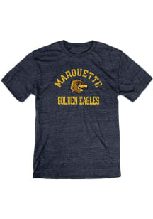 Blue 84 Marquette Golden Eagles Navy Blue Number One Graphic Distressed Triblend Short Sleeve Fash..