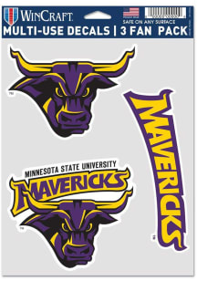 Minnesota State Mankato Mavericks 3pk Auto Decal - Purple