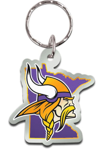 Minnesota Vikings Metallic State Shape Keychain - Purple
