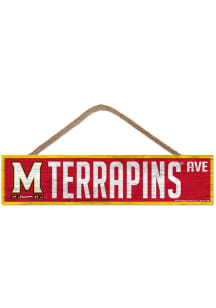 Maryland Terrapins 4x17 Wood Ave Sign - Red