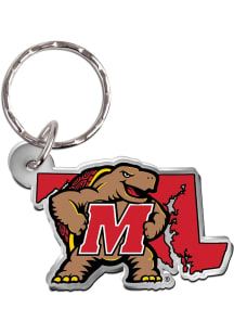 Maryland Terrapins State Shape Keychain - Red