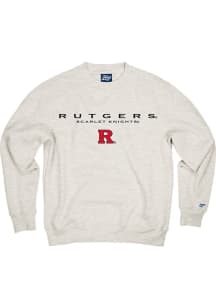 Blue 84 Rutgers Scarlet Knights Mens Oatmeal Flat Name and Logo Campbell Long Sleeve Crew Sweatshi..