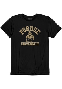 Purdue Boilermakers Black Arch Mascot Design Short Sleeve Fashion T Shirt