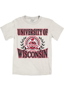 Blue 84 Wisconsin Badgers Oatmeal Golden Laurels Short Sleeve T Shirt