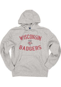 Blue 84 Wisconsin Badgers Mens Grey Number 1 Long Sleeve Hoodie