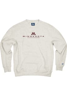 Blue 84 Minnesota Golden Gophers Mens Oatmeal Stacked Flat Name Long Sleeve Crew Sweatshirt