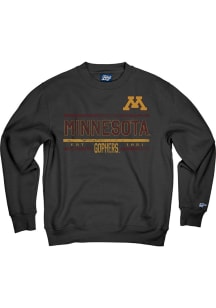 Blue 84 Minnesota Golden Gophers Mens Charcoal Stacked Flat Name Long Sleeve Crew Sweatshirt