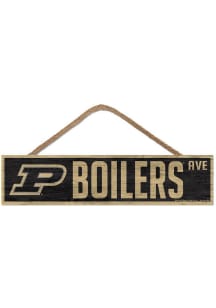 Purdue Boilermakers 4x17 Wood Ave Sign - Black