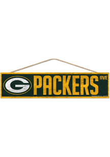 Green Bay Packers 4x17in Wood Ave Sign - Green