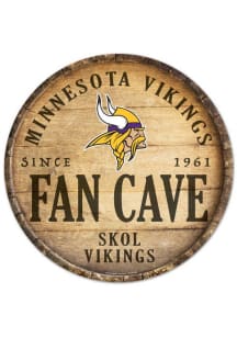 Minnesota Vikings Round Fan Cave Wood Sign - Purple