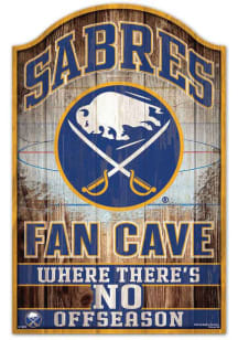 Buffalo Sabres Round Fan Cave Wood Sign - Blue