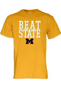 Blue 84 Michigan Wolverines Gold Football Football Beat State Short Sleeve T Shirt