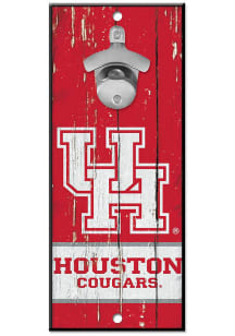 Houston Cougars 5x11 inch bottle opener Sign - Red
