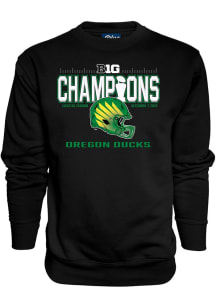 Blue 84 Oregon Ducks Mens Black Big Ten Football Champions 2024 Strong Hold Long Sleeve Crew Sweat..