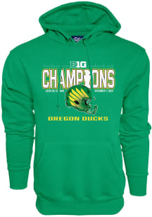 Blue 84 Oregon Ducks Mens Green Big Ten Football Champions 2024 Strong Hold Long Sleeve Hoodie