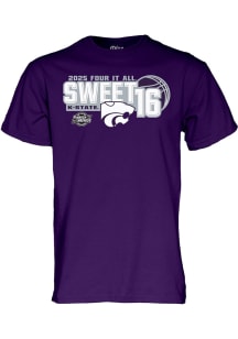 Blue 84 K-State Wildcats Purple 2025 Sweet 16 Bound Short Sleeve T Shirt