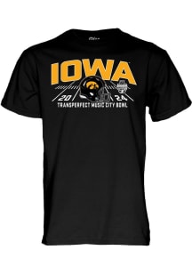 Blue 84 Iowa Hawkeyes Black Football 2024 Music City Bowl Bound Short Sleeve T Shirt