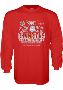 Blue 84 Ohio State Buckeyes Red 2024 Football National Champions Design Long Sleeve T Shirt