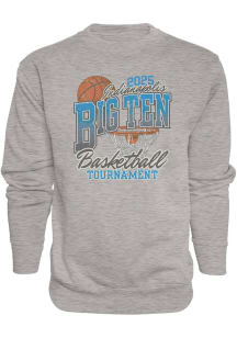 Blue 84 Big Ten Mens Grey 2025 Big Ten Basketball Tournament Long Sleeve Crew Sweatshirt